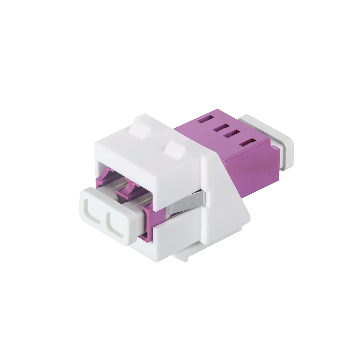 LC-Duplex multimode OM4 adapter violet with keystone adapter