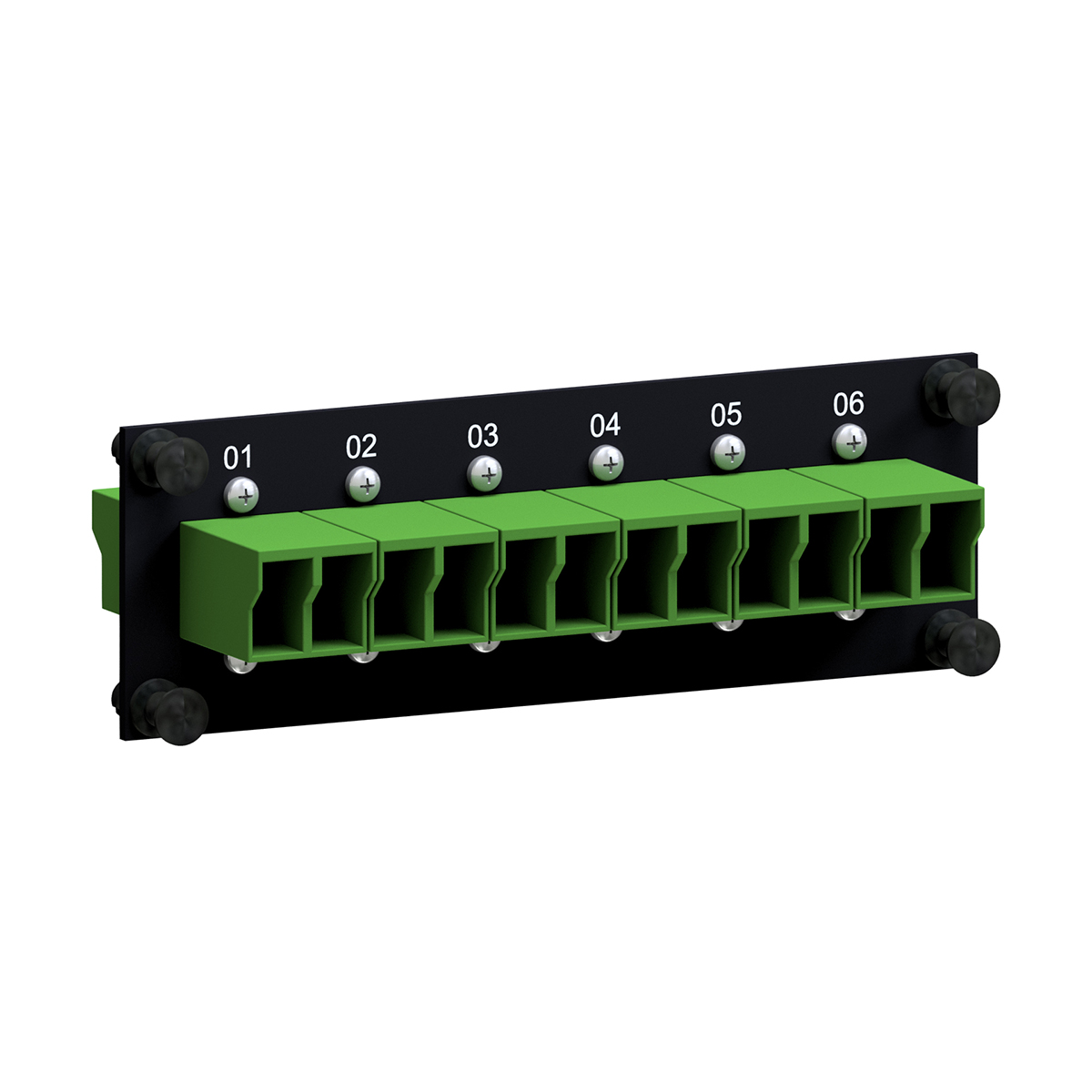 SMAP-G2 SD 1 HU 1/4 part front plate with E2000-Compact-HRL APC singlemode OS2 green