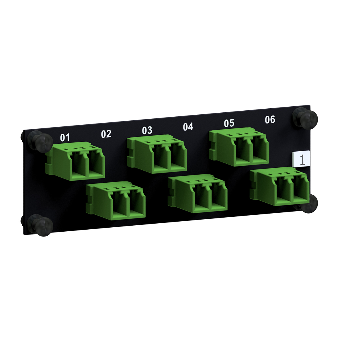 SMAP-G2 SD 1 HU 1/4 part front plate with LC-Duplex APC singlemode OS2 green