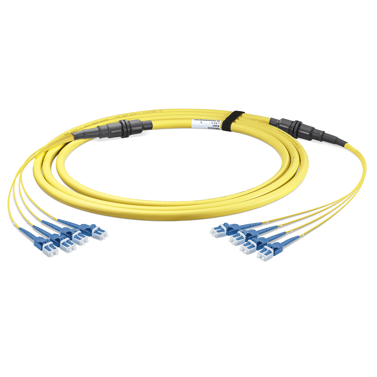 Fiber optic trunk cable breakout 8 fibers singlemode OS2, LC-PC/LC-PC, I-V(ZN)HH, with LC Compact