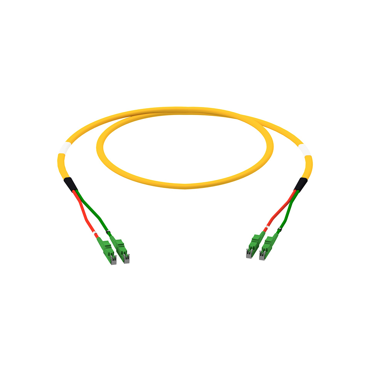 Fiber optic patch cord duplex singlemode OS2, E2000®-APC/E2000®-APC, I-V(ZN)HH 2x 2,8 mm