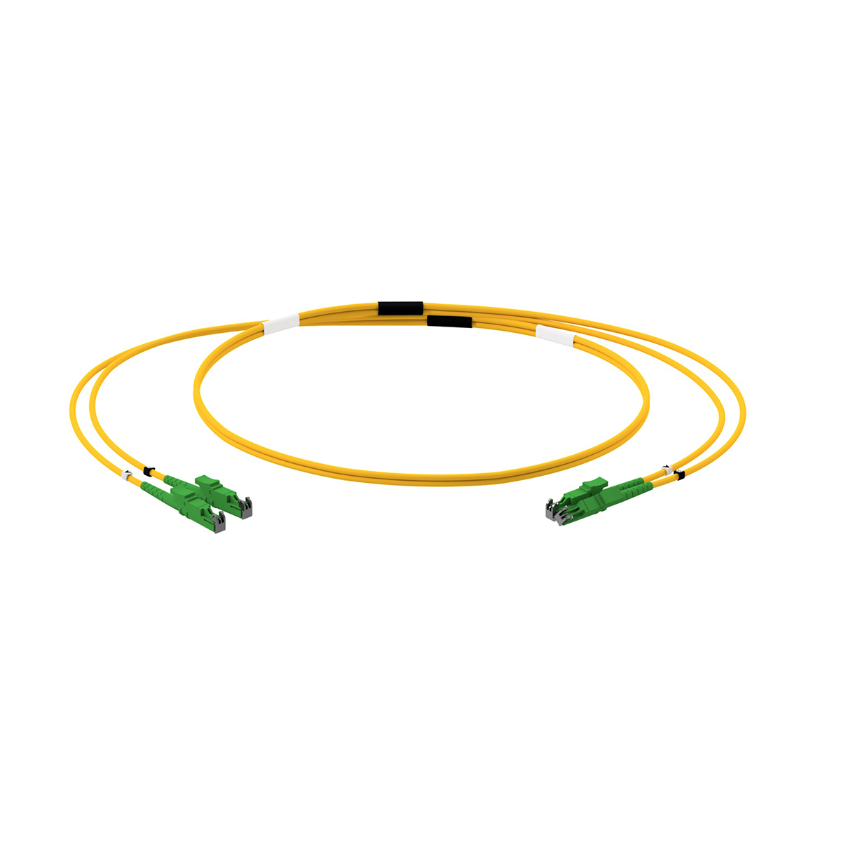 Fiber optic patch cord duplex singlemode OS2, E2000®-APC/E2000®-APC, I-V(ZN)H 2x 2,1 mm