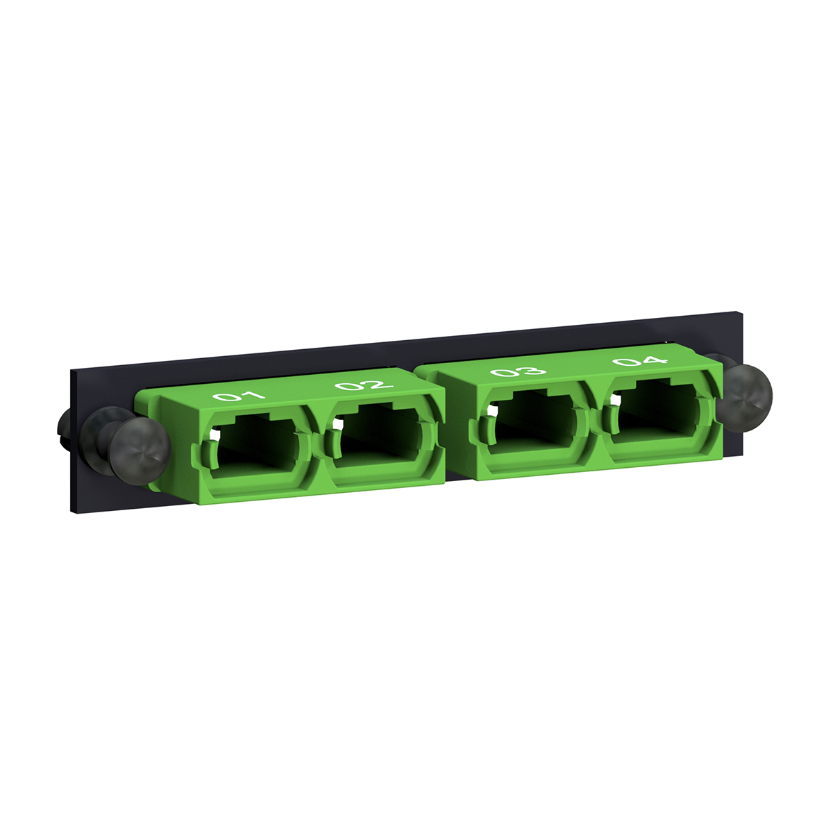 SMAP-G2 HD 1/3 HU part front plate with 6/6 width partition, MTPD Singlemode APC green Typ A