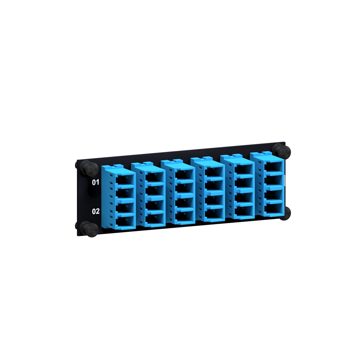 SMAP-G2 SD 1 HE 1/4 Teilfrontplatte mit LC-Duplex Singlemode OS2 blau, Orientierung konventionell