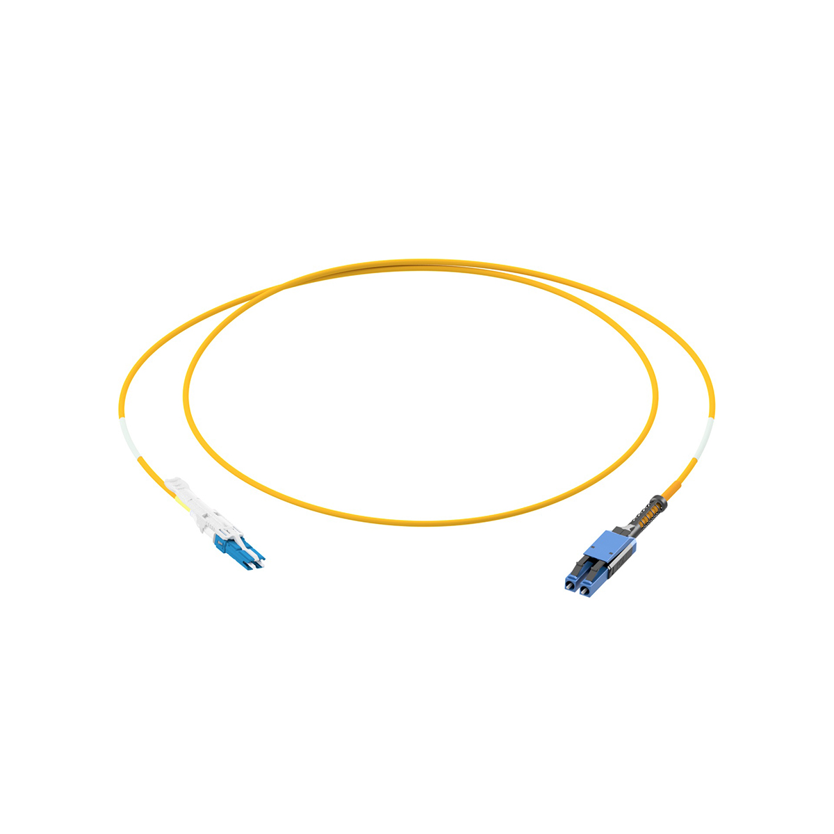 Fiber optic patch cord duplex singlemode OS2, CS-PC/LC-PC, I-V(ZN)H rund 2,0 mm, with CS EZ-Flip and LC Compact Pussh Pull Boot, 5,0m